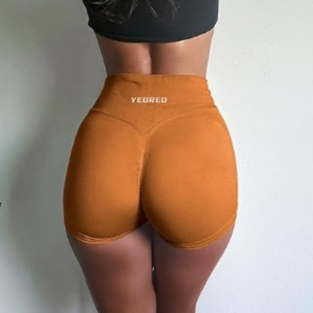 Scrunch Women 3.5" Seamless V Cross Waist Workout Shorts Brown